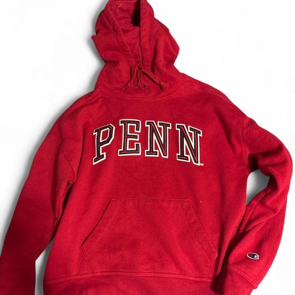 Champion Men's Red and Burgundy Hoodie